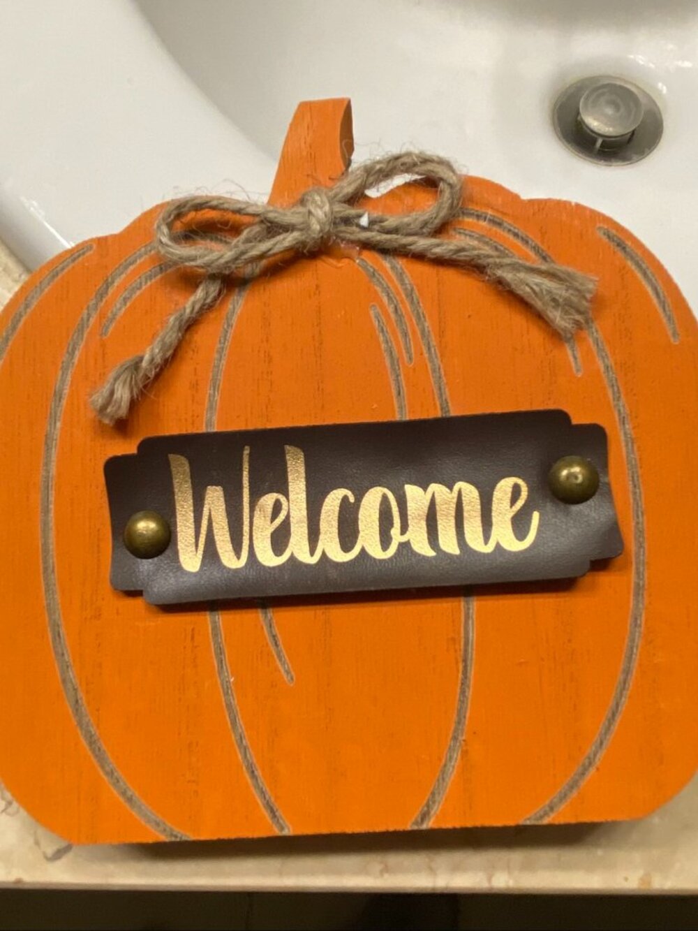 Halloween Orange Pumpkin Welcome Seasonal Tabletop Decor